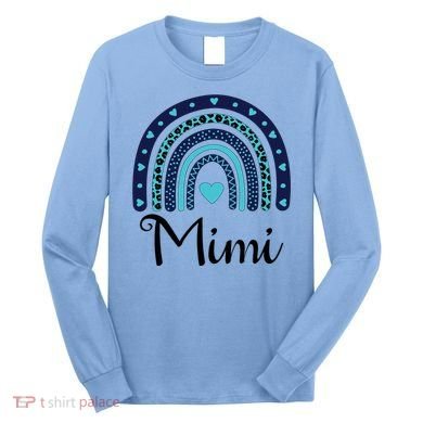 Grandma MiMi Blue Leopard Rainbow Long Sleeve Shirt