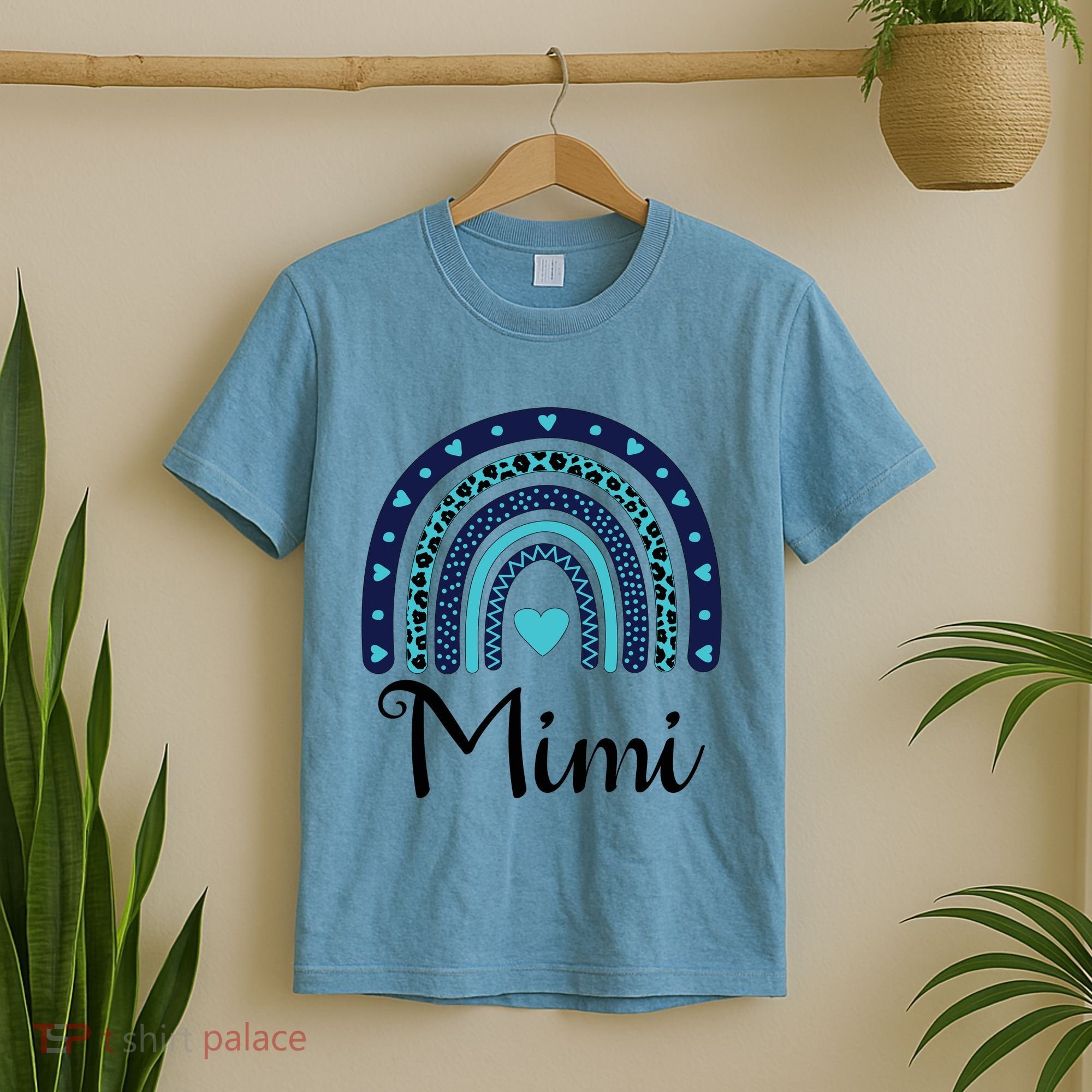 Grandma MiMi Blue Leopard Rainbow T-Shirt