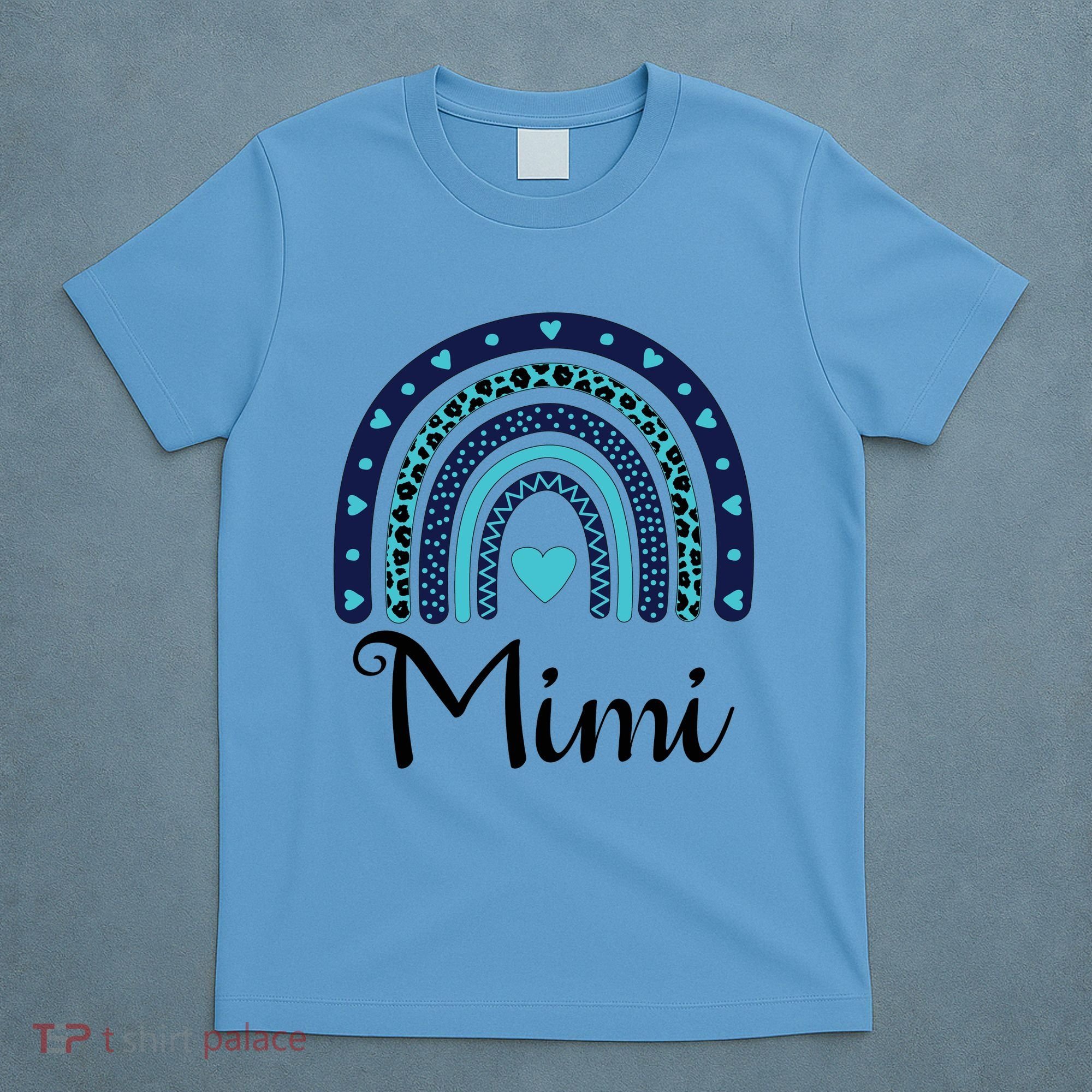 Grandma MiMi Blue Leopard Rainbow T-Shirt