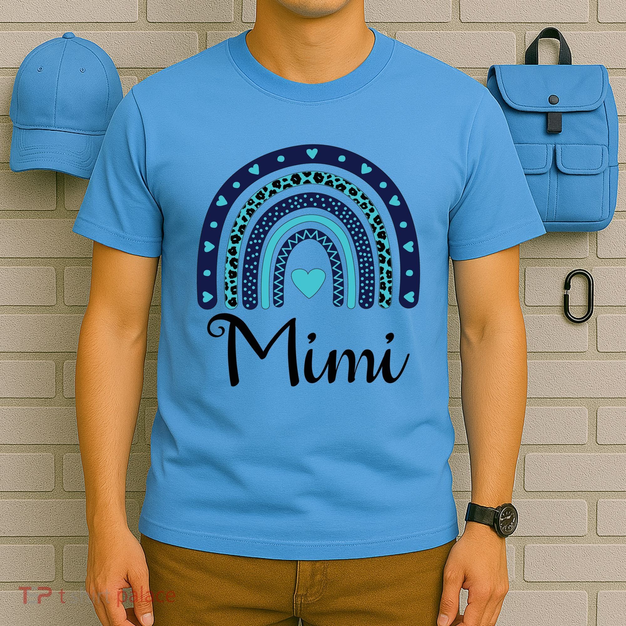 Grandma MiMi Blue Leopard Rainbow T-Shirt