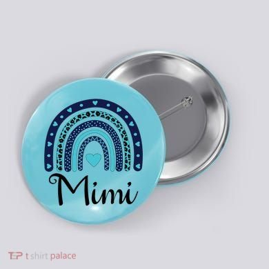 Grandma MiMi Blue Leopard Rainbow Button