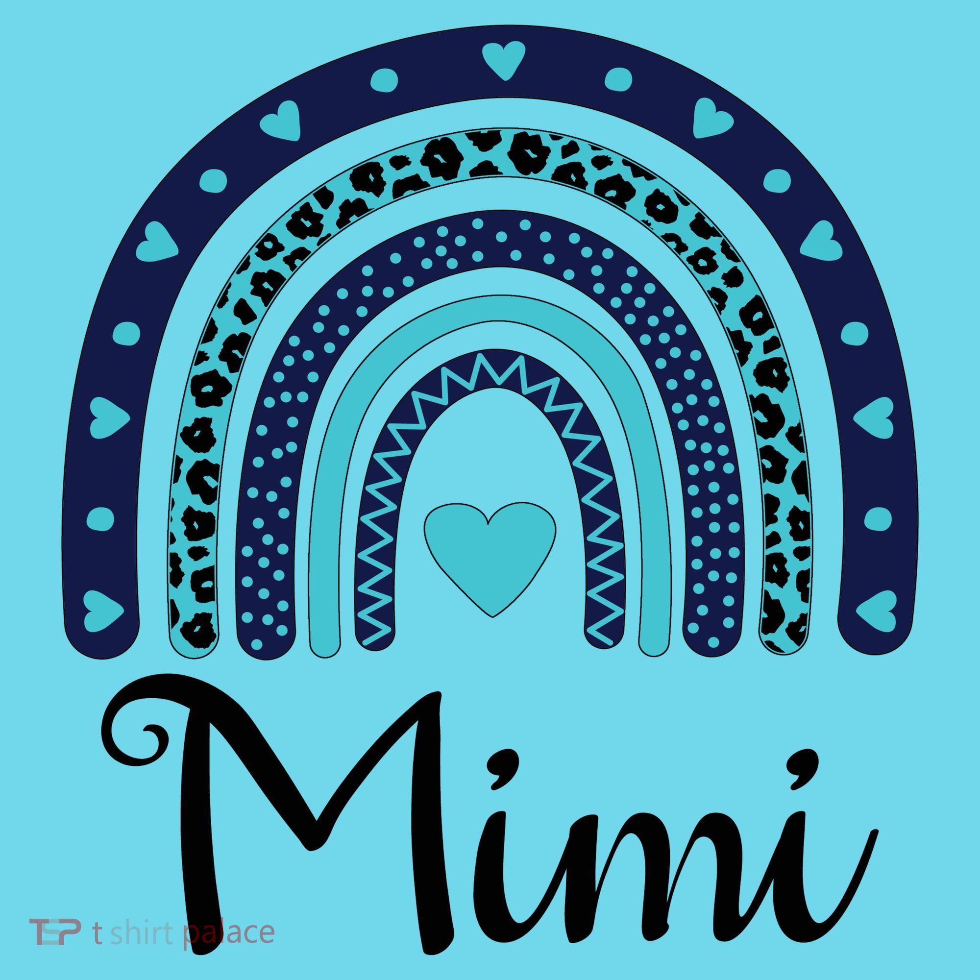 Grandma MiMi Blue Leopard Rainbow Button