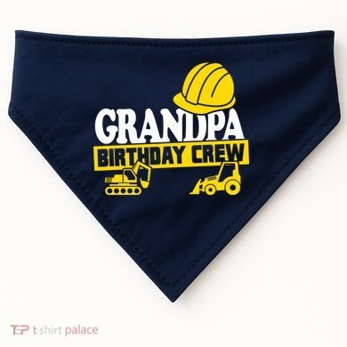 Grandpa Birthday Crew Construction Party USA-Made Doggie Bandana