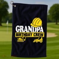 Grandpa Birthday Crew Construction Party Golf Towel thumb 1