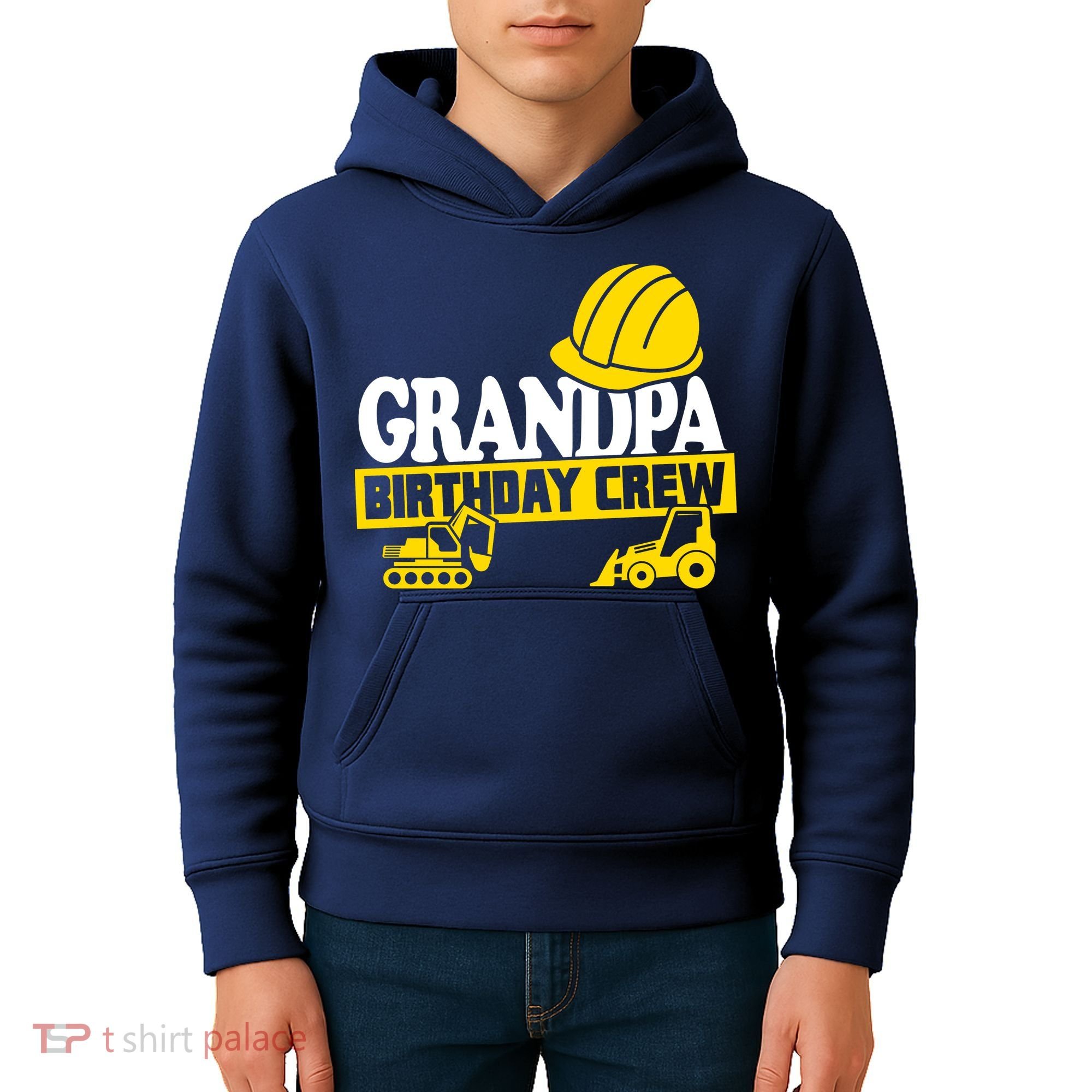Grandpa Birthday Crew Construction Party Kids Hoodie
