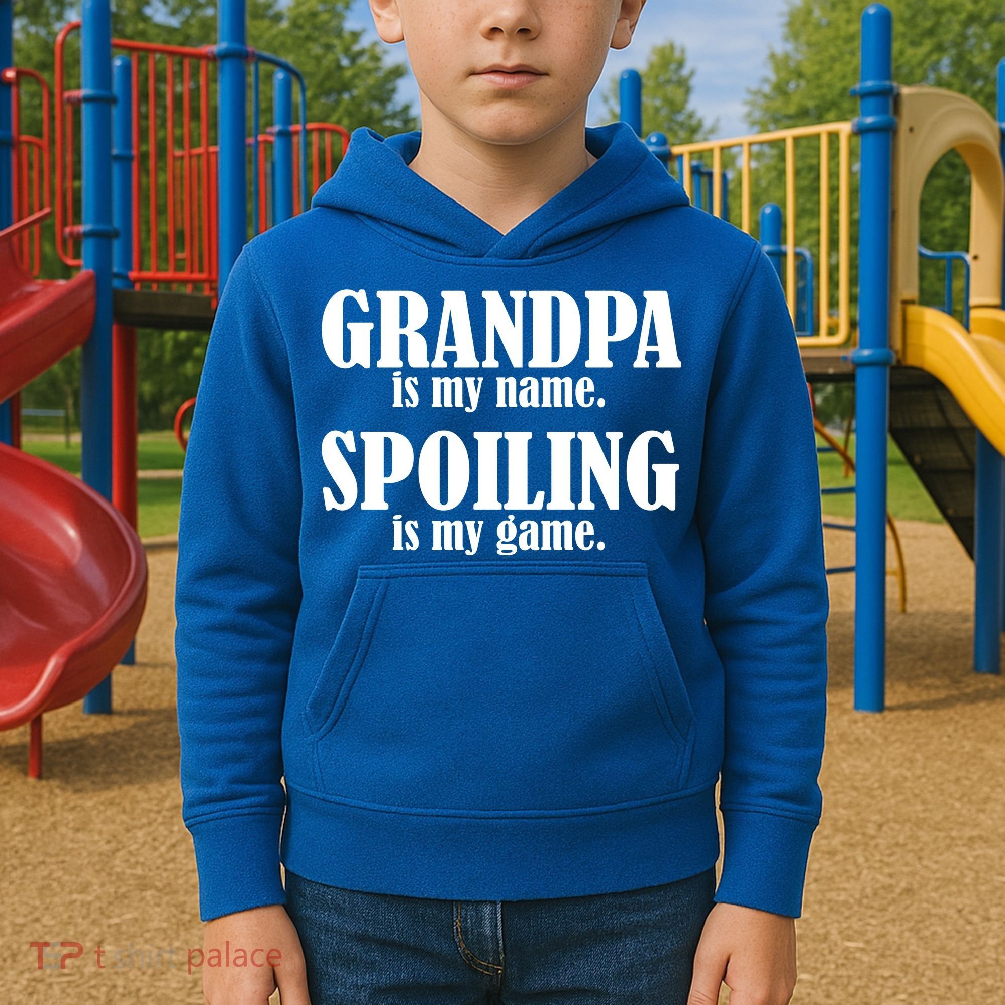 Grandpa Is My Name Spoiling Is my Game Kids Hoodie