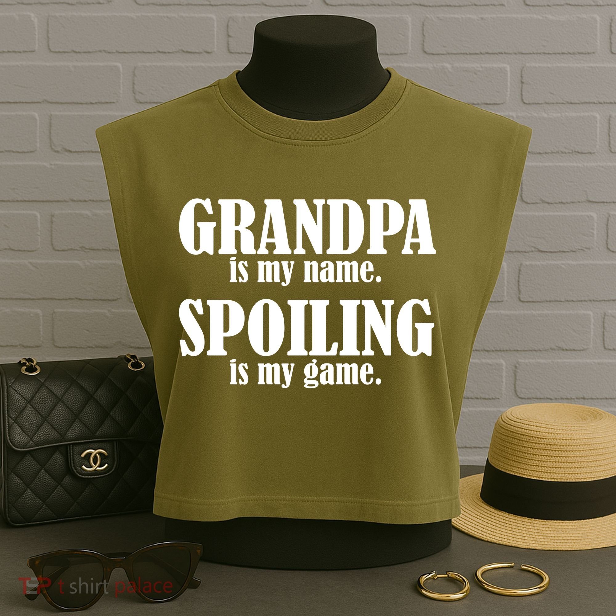Grandpa Is My Name Spoiling Is my Game Garment-Dyed Women's Muscle Tee