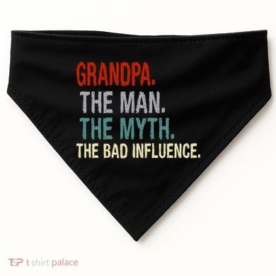 Grandpa Man Myth The Bad Influence Humor USA-Made Doggie Bandana