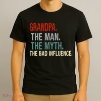 Grandpa Man Myth The Bad Influence Humor T-Shirt thumb 3