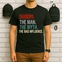 Grandpa Man Myth The Bad Influence Humor T-Shirt thumb 6