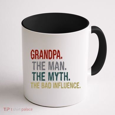 Grandpa Man Myth The Bad Influence Humor Coffee Mug back