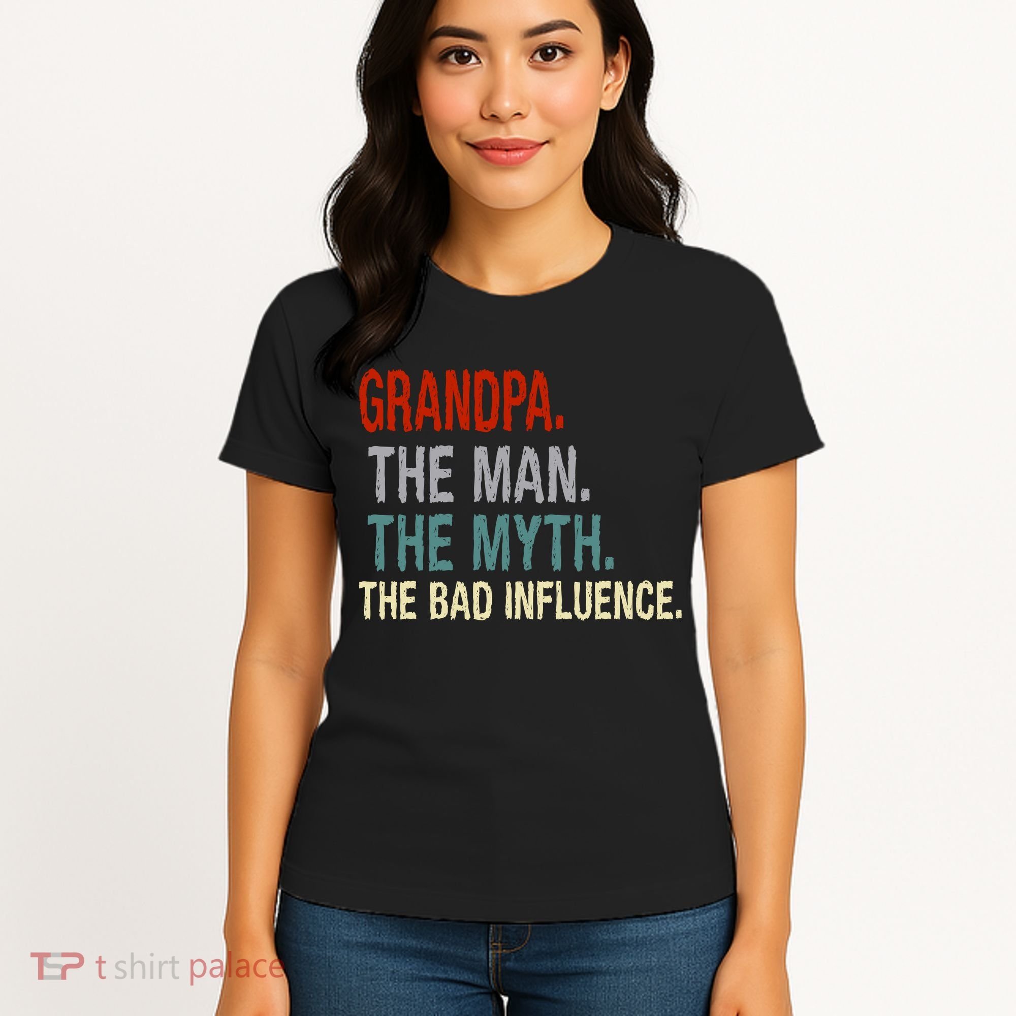 Grandpa Man Myth The Bad Influence Humor Women's T-Shirt
