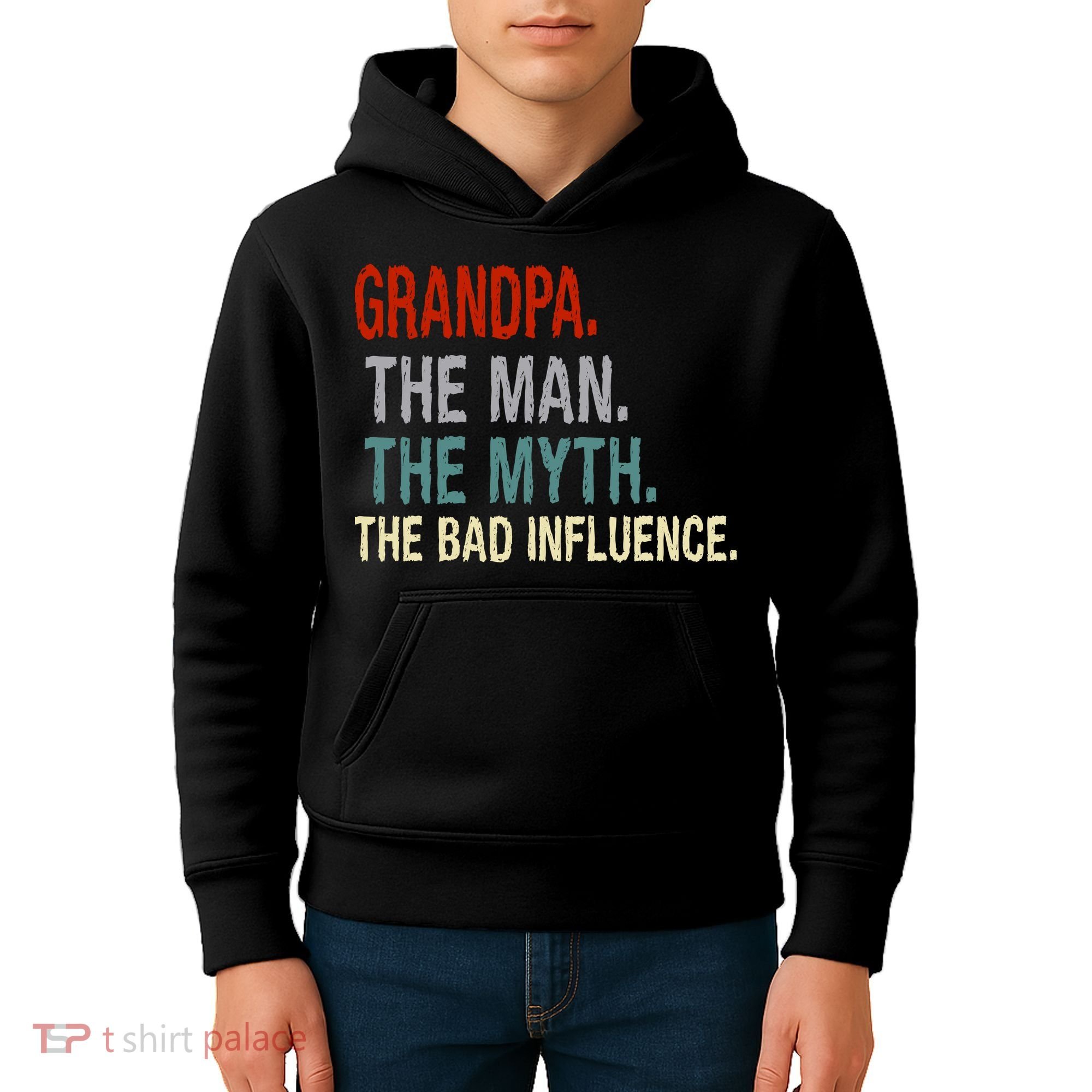 Grandpa Man Myth The Bad Influence Humor Kids Hoodie