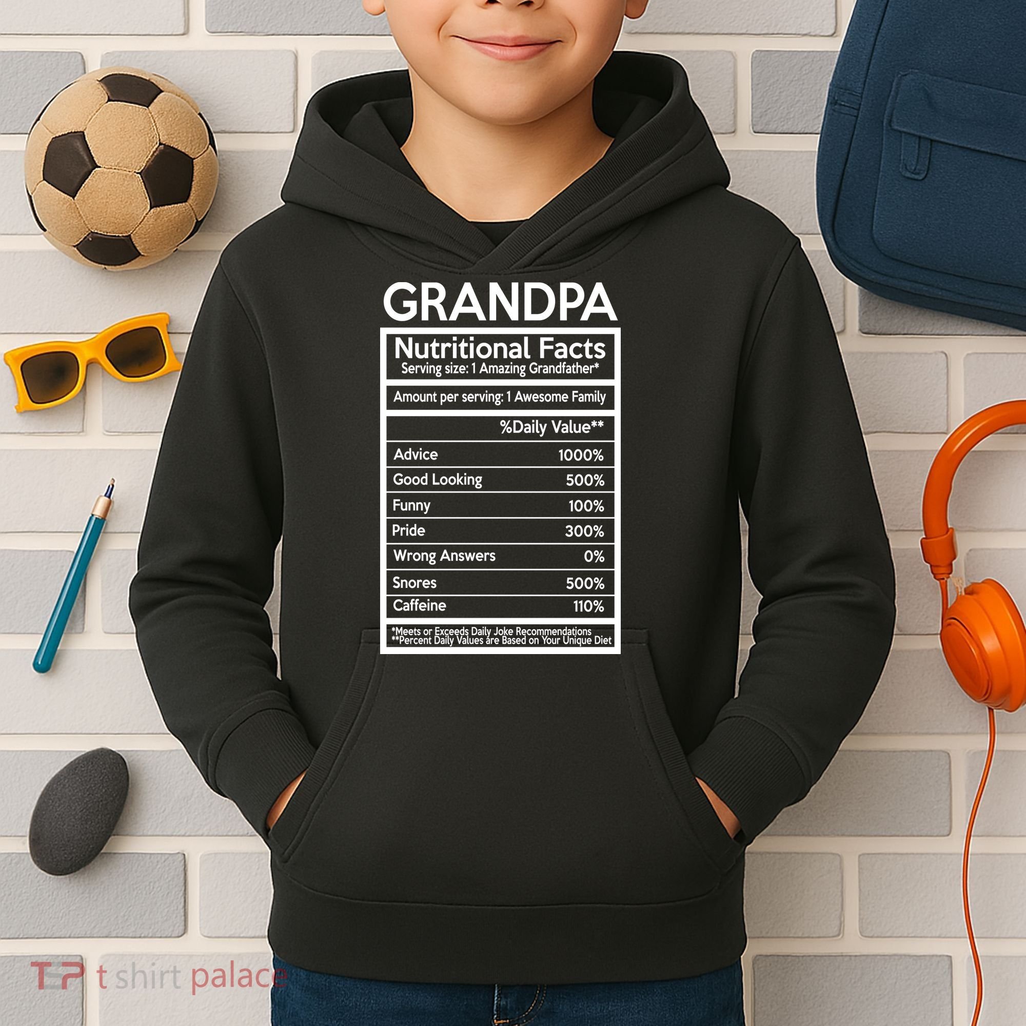 Grandpa Nutritional Facts Kids Hoodie