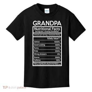Grandpa Nutritional Facts Kids T-Shirt