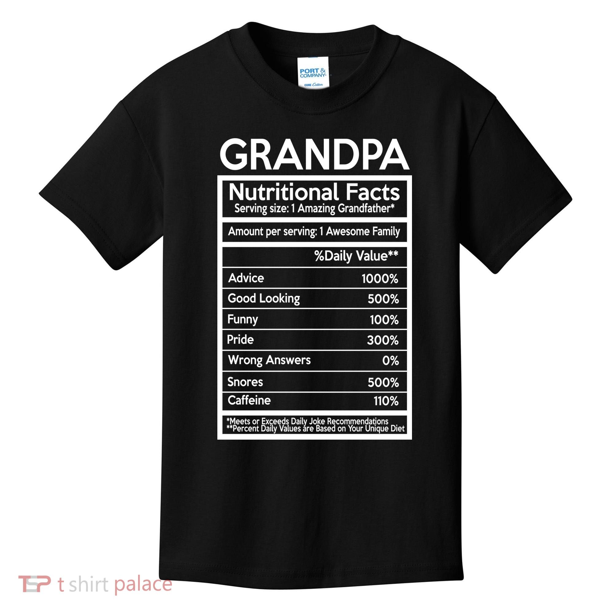 Grandpa Nutritional Facts Kids T-Shirt
