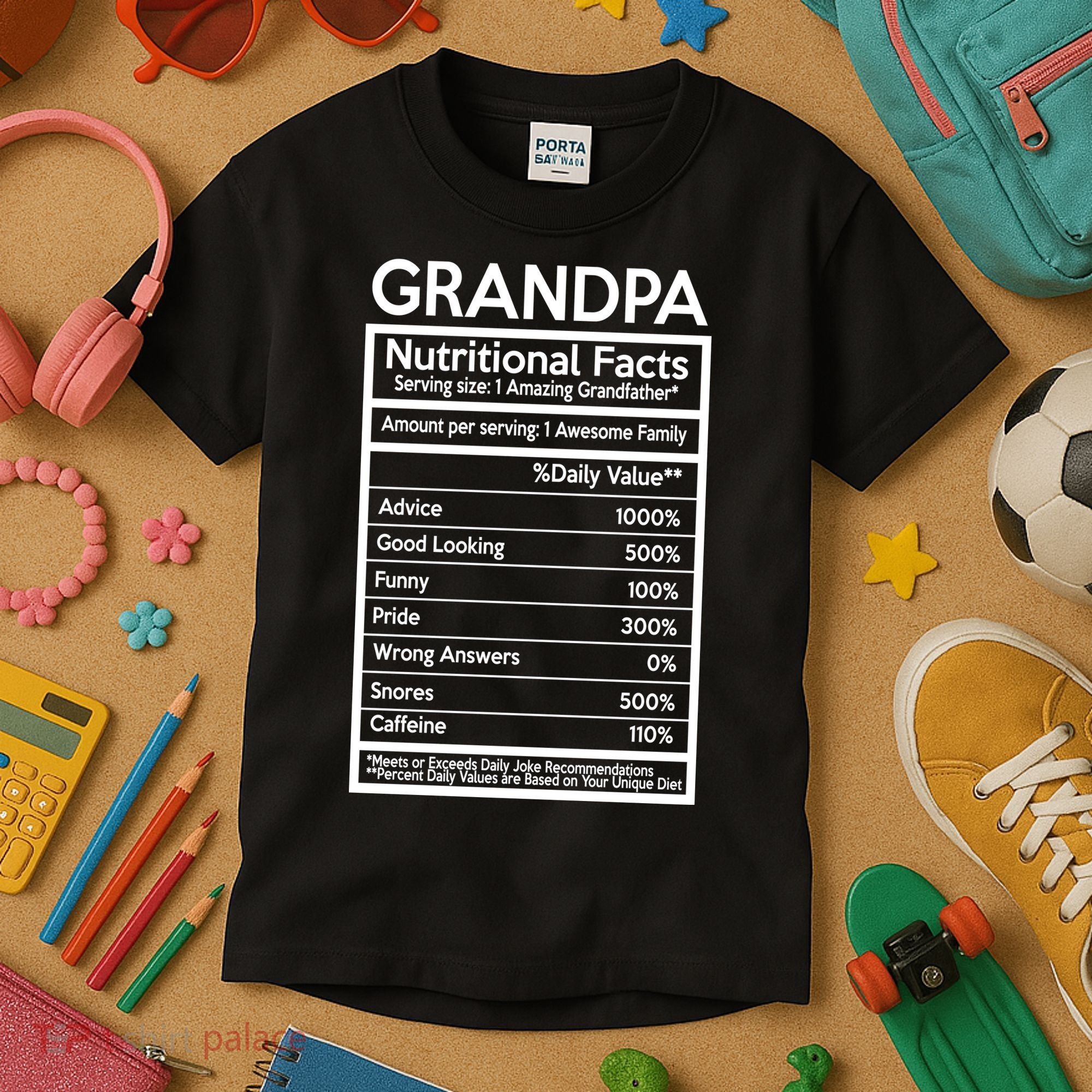 Grandpa Nutritional Facts Kids T-Shirt