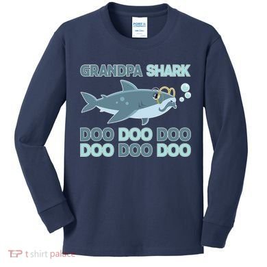 Grandpa Shark Doo Doo Doo Kids Long Sleeve Shirt