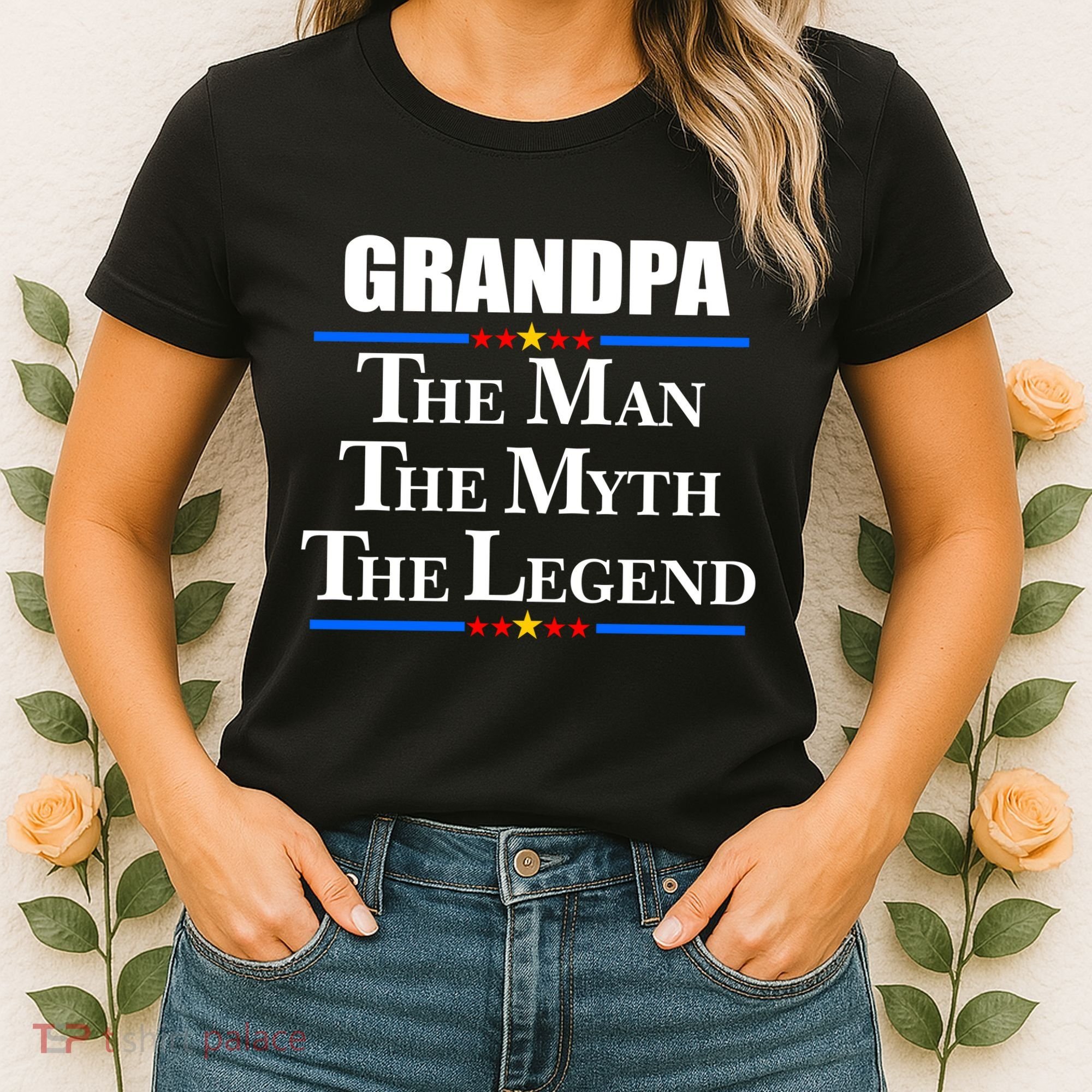 Grandpa The Man The Myth The Legend Stars Women's T-Shirt