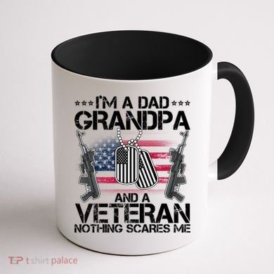Grandpa Veteran Nothing Scares Me Coffee Mug back
