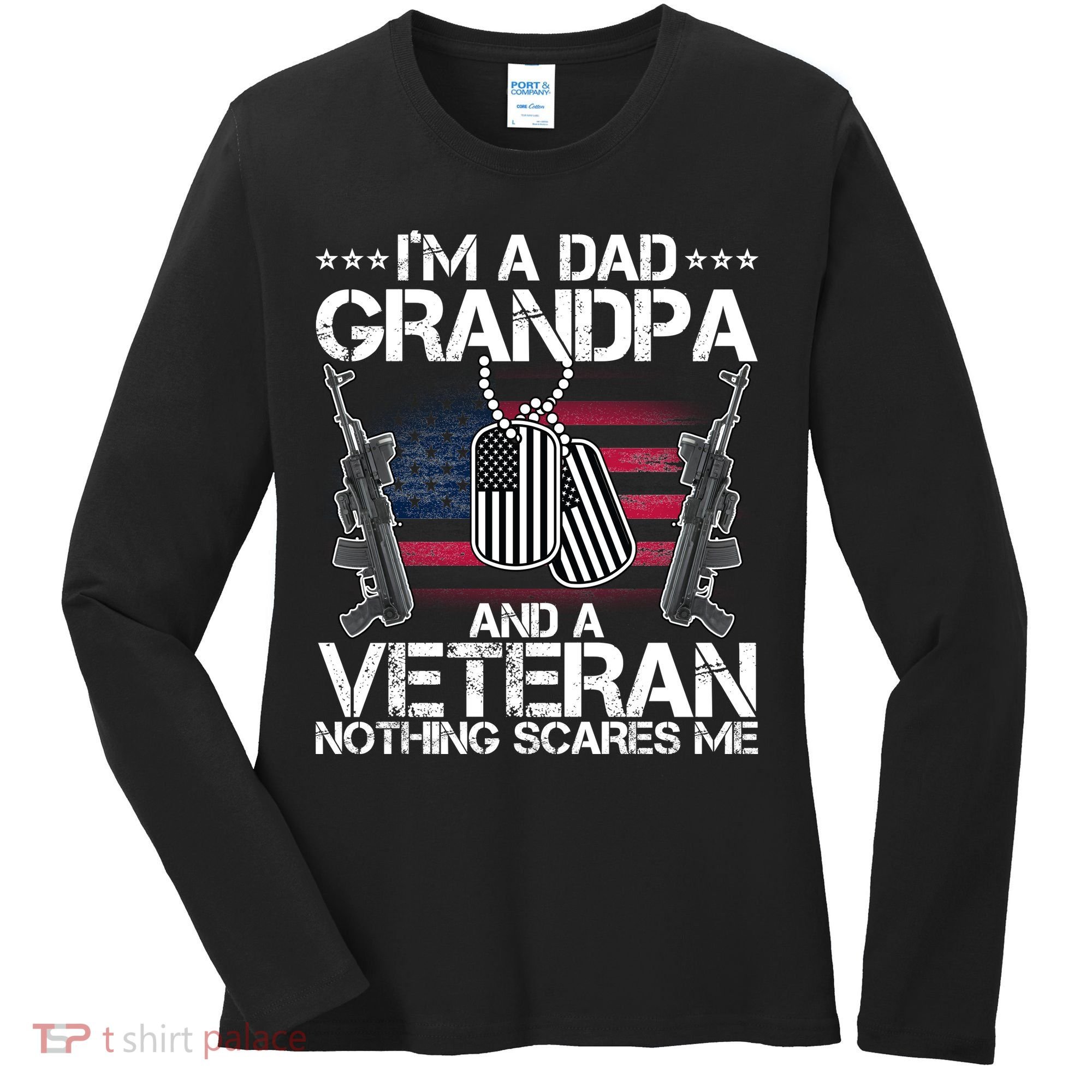 Grandpa Veteran Nothing Scares Me Women's Long Sleeve Shirt