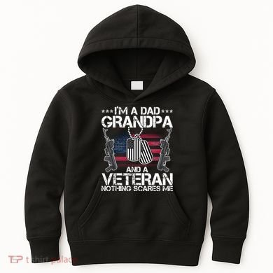 Grandpa Veteran Nothing Scares Me Kids Hoodie