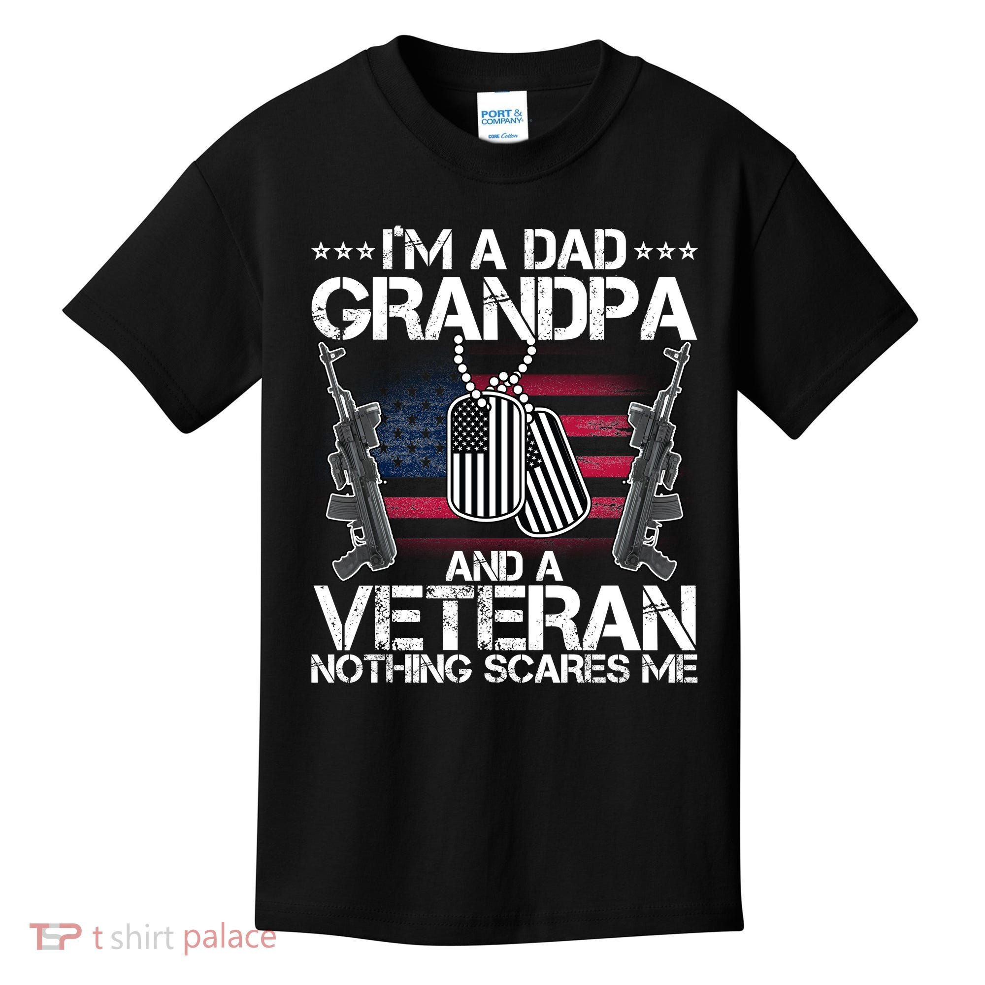 Grandpa Veteran Nothing Scares Me Kids T-Shirt