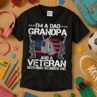 Grandpa Veteran Nothing Scares Me Kids T-Shirt thumb 3