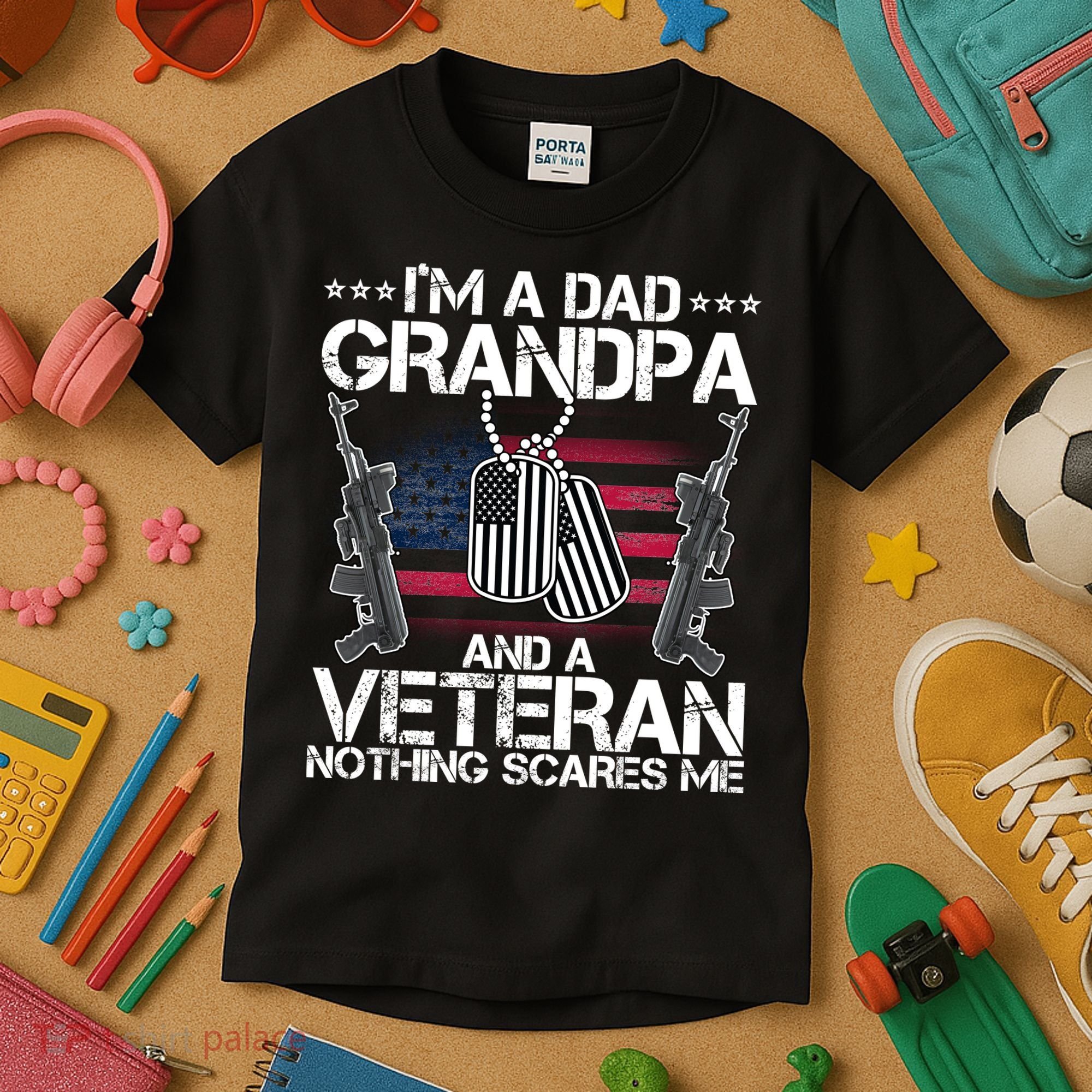 Grandpa Veteran Nothing Scares Me Kids T-Shirt
