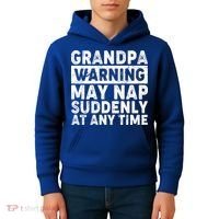Grandpa Warning May Nap Suddenly At Any Time Kids Hoodie thumb 4