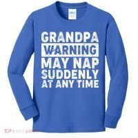 Grandpa Warning May Nap Suddenly At Any Time Kids Long Sleeve Shirt thumb 0