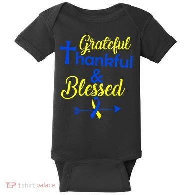 Grateful Thankful & Blessed Down Syndrome Baby Bodysuit