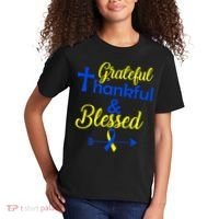 Grateful Thankful & Blessed Down Syndrome Kids T-Shirt thumb 2