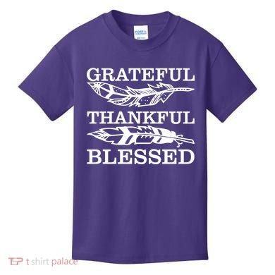 Grateful Thankful And Blessed Kids T-Shirt