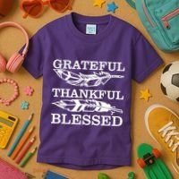 Grateful Thankful And Blessed Kids T-Shirt thumb 3