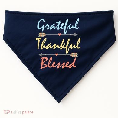 Grateful Thankful Blessed Colorful Thanksgiving USA-Made Doggie Bandana