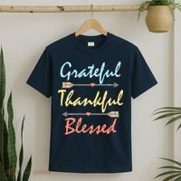 Grateful Thankful Blessed Colorful Thanksgiving T-Shirt thumb 2