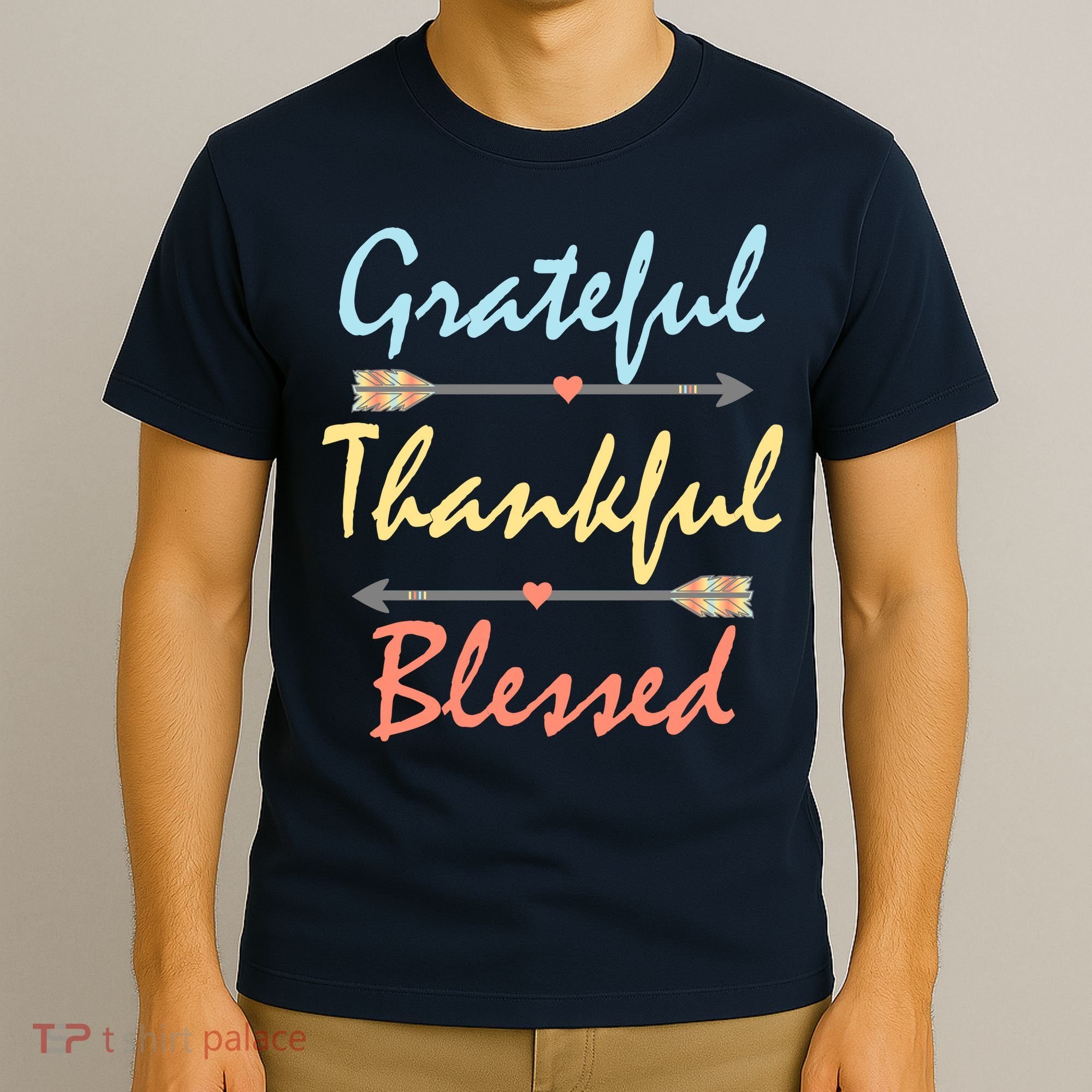 Grateful Thankful Blessed Colorful Thanksgiving T-Shirt