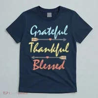 Grateful Thankful Blessed Colorful Thanksgiving T-Shirt thumb 5