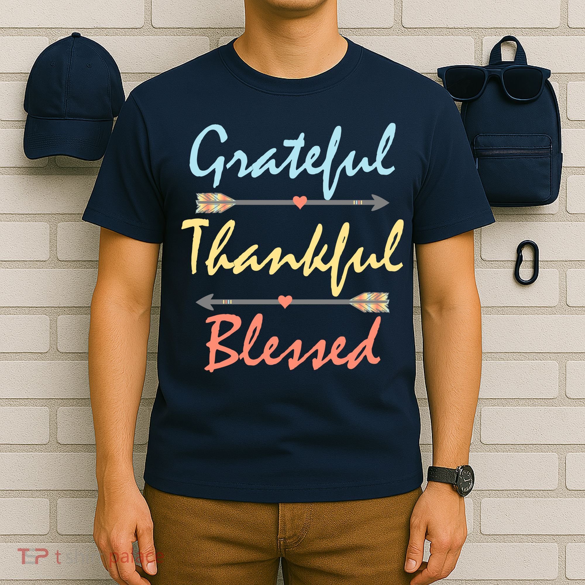 Grateful Thankful Blessed Colorful Thanksgiving T-Shirt