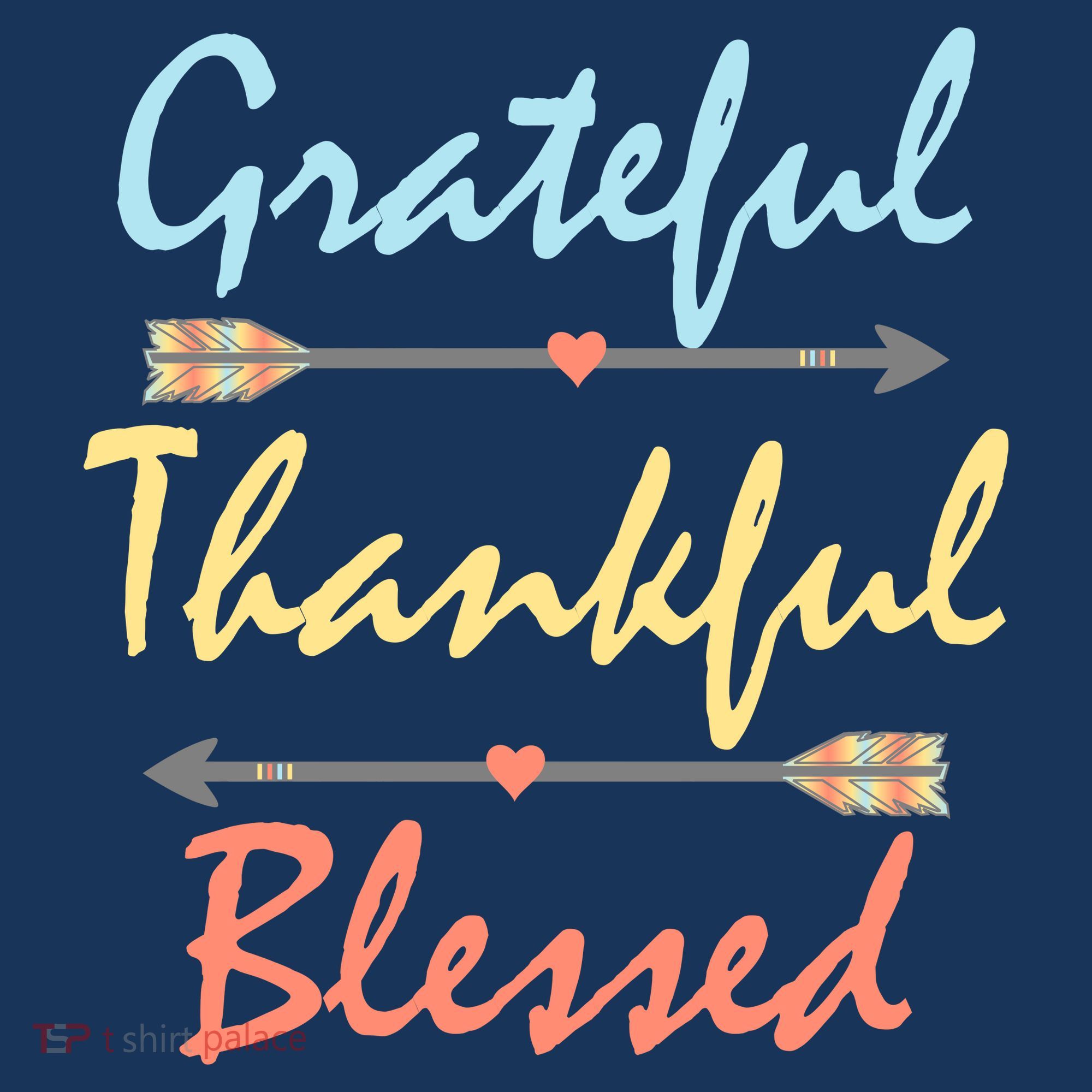 Grateful Thankful Blessed Colorful Thanksgiving T-Shirt