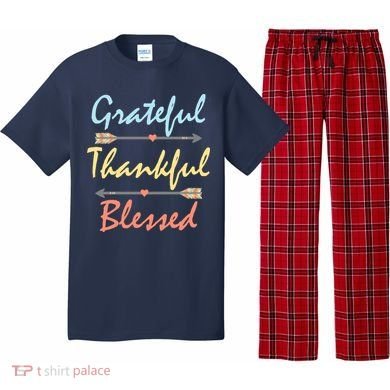 Grateful Thankful Blessed Colorful Thanksgiving Pajama Set