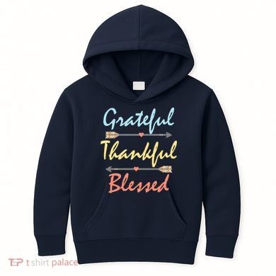 Grateful Thankful Blessed Colorful Thanksgiving Kids Hoodie