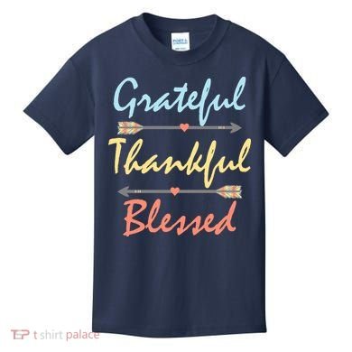 Grateful Thankful Blessed Colorful Thanksgiving Kids T-Shirt