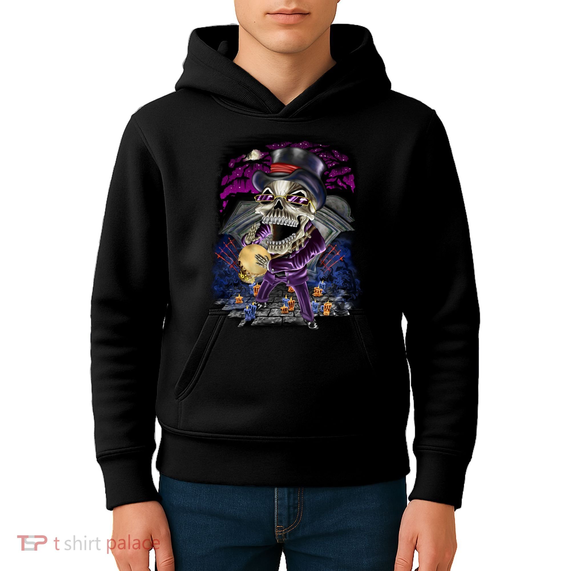 Graveyard Death Skull Kids Hoodie