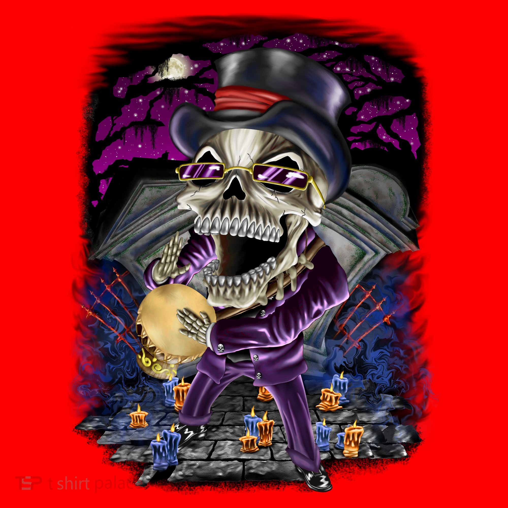Graveyard Death Skull Santa Hat