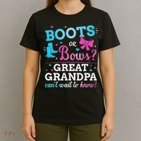 Gender Reveal Boots Or Bows Great Grandpa Baby Party T-Shirt thumb 4