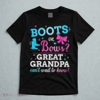 Gender Reveal Boots Or Bows Great Grandpa Baby Party T-Shirt thumb 5