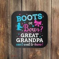 Gender Reveal Boots Or Bows Great Grandpa Baby Party Coaster thumb 0