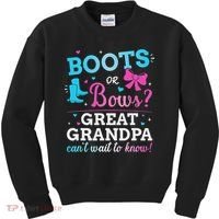 Gender Reveal Boots Or Bows Great Grandpa Baby Party Kids Sweatshirt thumb 0